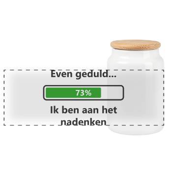 Patient... I'm thinking - Panoramic Cookie Jar with Wooden Lid - white - Front