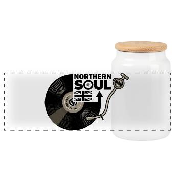 Northern Soul - Union Jack - Vinyl-Schallplatte - Panorama Keksdose mit Holzdeckel - Weiß - Vorne