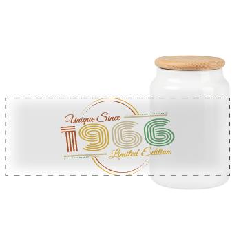 60th Birthday Vintage 1966 Retro Design Unique Art - Panoramic Cookie Jar with Wooden Lid - white - Front