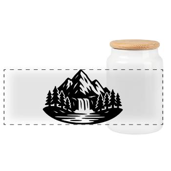 Paysage montagneux Cascade forestière - Boîte à biscuits avec couvercle en bois - blanc - Devant