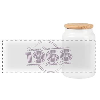 60e anniversaire Vintage 1966 Rétro Design - Boîte à biscuits avec couvercle en bois - blanc - Devant