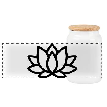 fleur de lotus - Boîte à biscuits avec couvercle en bois - blanc - Devant