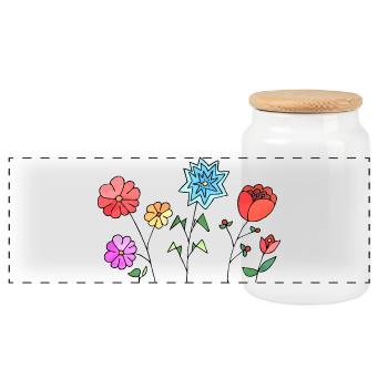 Fleur - Boîte à biscuits avec couvercle en bois - blanc - Devant