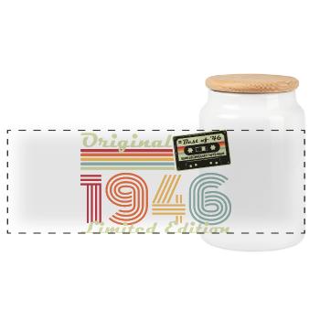 Original 1946 Vintage Anniversaire Rétro - Boîte à biscuits avec couvercle en bois - blanc - Devant