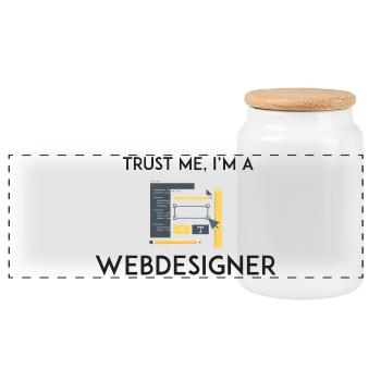 Trust Me I'm a Webdesigner - Panoramic Cookie Jar with Wooden Lid - white - Front
