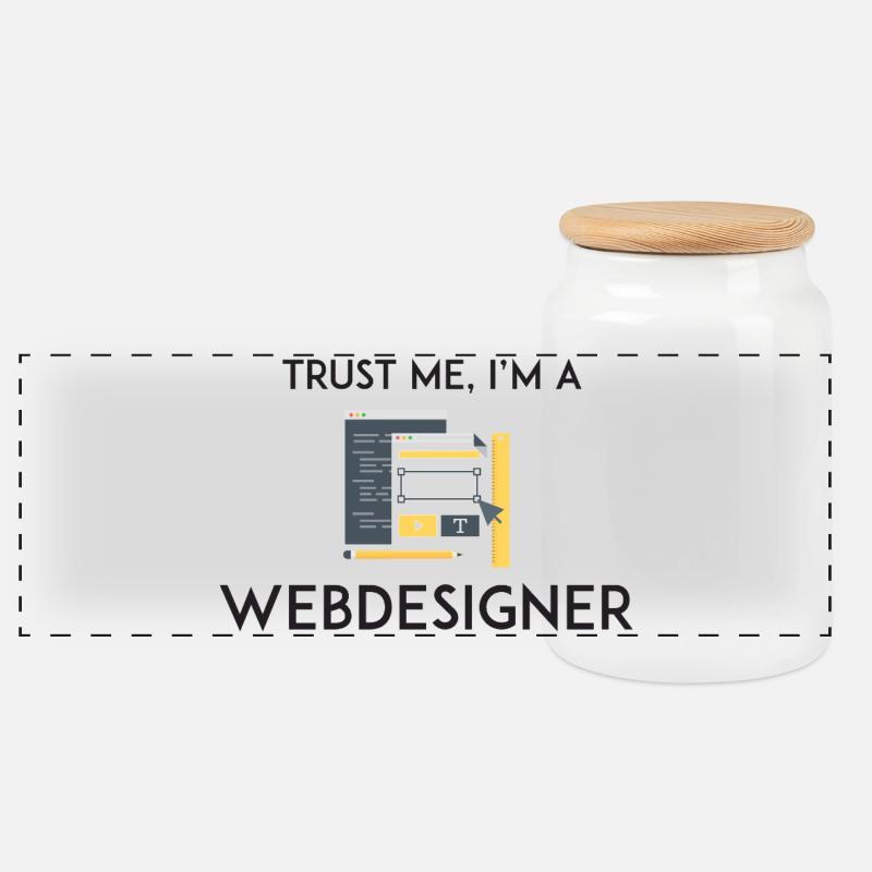 Vertrau mir, ich bin Webdesigner - Panorama Keksdose mit Holzdeckel - Weiß