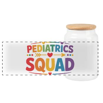 Équipe de pédiatrie – médecine pédiatrique haute en couleur - Boîte à biscuits avec couvercle en bois - blanc - Devant