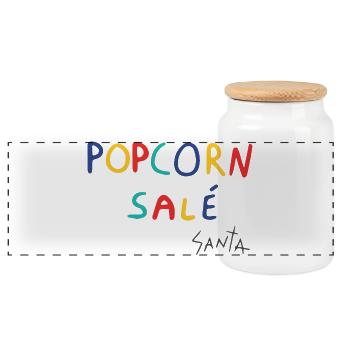 Gesalzenes Popcorn - Panorama Keksdose mit Holzdeckel - Weiß - Vorne