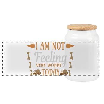 Not feeling workly sloth - Panorama Keksdose mit Holzdeckel - Weiß - Vorne