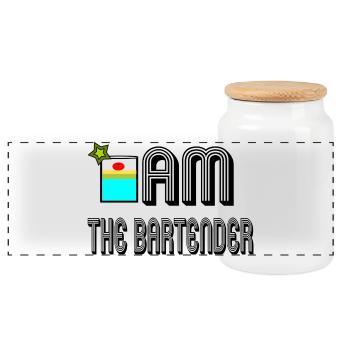 I am the bartender - Panorama Keksdose mit Holzdeckel - Weiß - Vorne