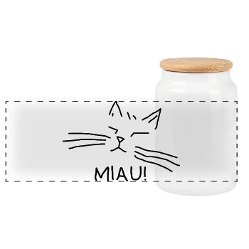 Cat Owner Cat Cat Face Meow - Panoramic Cookie Jar with Wooden Lid - white - Front