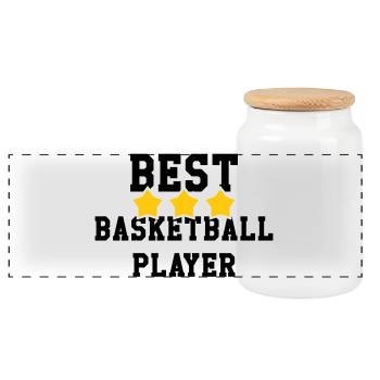 Meilleur basketteur du monde – champion sportif  - Boîte à biscuits avec couvercle en bois - blanc - Devant