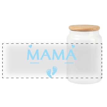 Befördert zur Mama 2026 Babyparty - Panorama Keksdose mit Holzdeckel - Weiß - Vorne