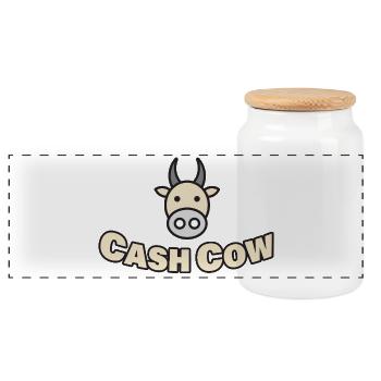 CASH COW - Panoramic Cookie Jar with Wooden Lid - white - Front