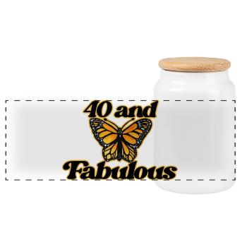 Quarante et Fabuleux Papillon - Boîte à biscuits avec couvercle en bois - blanc - Devant