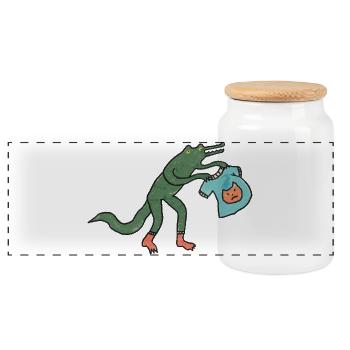Kroko_mit_shirt - Boîte à biscuits avec couvercle en bois - blanc - Devant