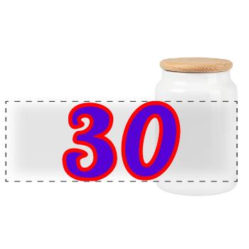 30. 30 ANS. 30e ANNIVERSAIRE. ANNIVERSAIRE 30 ANS. - Boîte à biscuits avec couvercle en bois - blanc - Devant