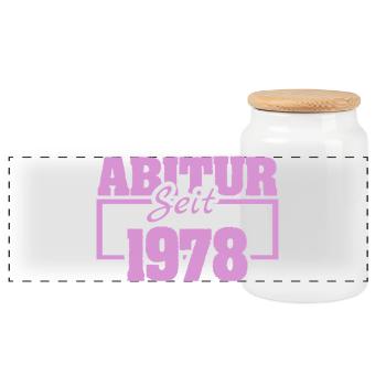 1978 - Panoramic Cookie Jar with Wooden Lid - white - Front