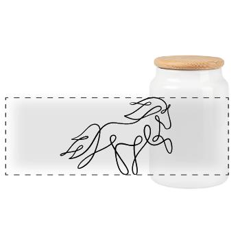 Icelandic horse in tölt as a one-liner - Panoramic Cookie Jar with Wooden Lid - white - Front