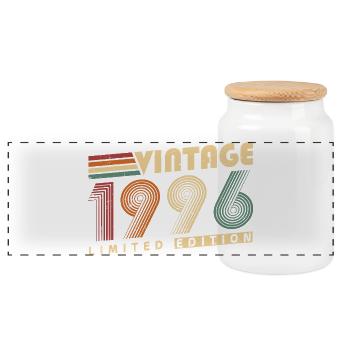 Vintage 1996 Jahrgang Geburtstagsgeschenk - Panorama Keksdose mit Holzdeckel - Weiß - Vorne