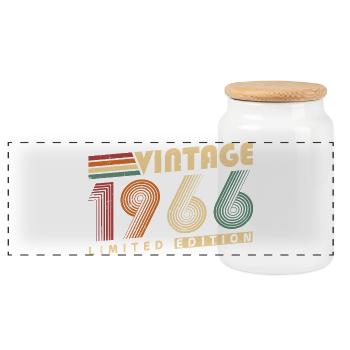 Vintage 1966 Jahrgang Geburtstagsgeschenk - Panorama Keksdose mit Holzdeckel - Weiß - Vorne
