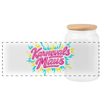 Karnevalsmaus Lustig Süß Party Geschenk - Panorama Keksdose mit Holzdeckel - Weiß - Vorne