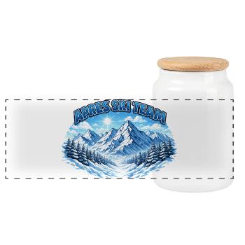 Apres Ski Team Bergpanorama - Panorama Keksdose mit Holzdeckel - Weiß - Vorne