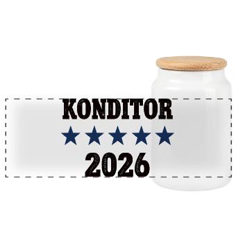 Konditor Beruf Konditorei Job Arbeit Bäcker Lehre - Panorama Keksdose mit Holzdeckel - Weiß - Vorne