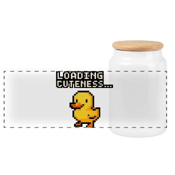 Mignonnerie du chargement du Pixel Duck - Boîte à biscuits avec couvercle en bois - blanc - Devant