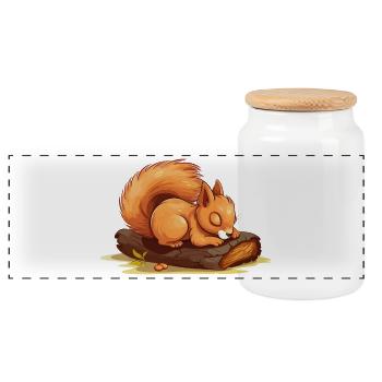 Eichhörnchen Süß Niedlich Baby Kinder Tier Cartoon - Panorama Keksdose mit Holzdeckel - Weiß - Vorne