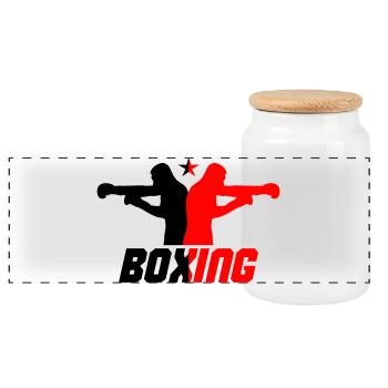 Boxer - Panorama Keksdose mit Holzdeckel - Weiß - Vorne