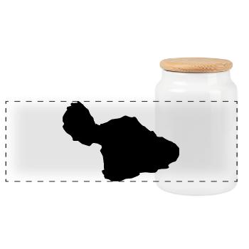 Maui map - Panoramic Cookie Jar with Wooden Lid - white - Front