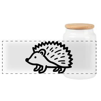 Igel - Panorama Keksdose mit Holzdeckel - Weiß - Vorne