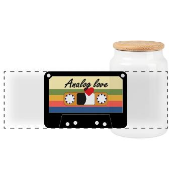Analog Love Retro Kassette - Panorama Keksdose mit Holzdeckel - Weiß - Vorne
