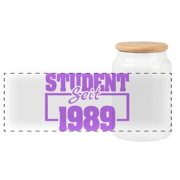 Student 1989 - Panorama Keksdose mit Holzdeckel - Weiß - Vorne