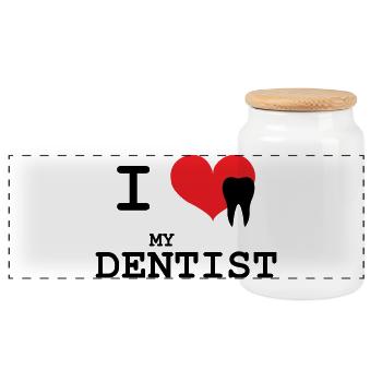 I Love My Dentist Graphic - Boîte à biscuits avec couvercle en bois - blanc - Devant