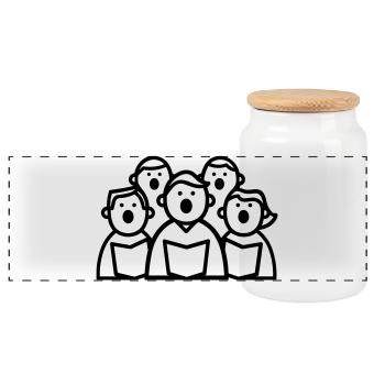 choir - Panoramic Cookie Jar with Wooden Lid - white - Front