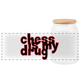 Addict aux Échecs Chess is my Drug - Boîte à biscuits avec couvercle en bois - blanc - Devant