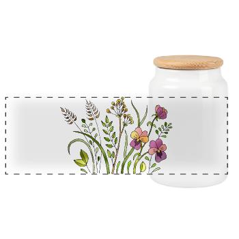 Blumen - Panorama Keksdose mit Holzdeckel - Weiß - Vorne