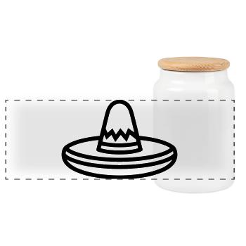 Mexican Hat - Panoramic Cookie Jar with Wooden Lid - white - Front