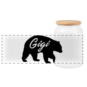 Gigi Bear Cute Grandma Shirt Gift - Panoramic Cookie Jar with Wooden Lid - white - Front