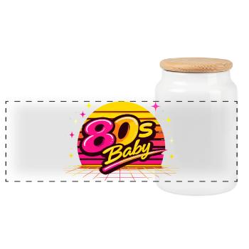 80s Neon Baby - Panoramic Cookie Jar with Wooden Lid - white - Front