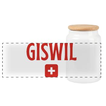 GISWIL-Schweizer Flagge - Panorama Keksdose mit Holzdeckel - Weiß - Vorne