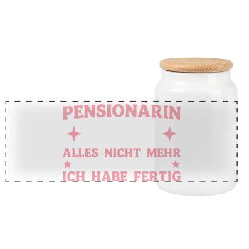 Pensionärin 2026 Rentenalter Kollegin in Rente - Panorama Keksdose mit Holzdeckel - Weiß - Vorne