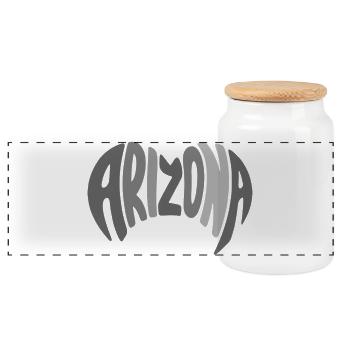Arizona Schriftzug - Panorama Keksdose mit Holzdeckel - Weiß - Vorne