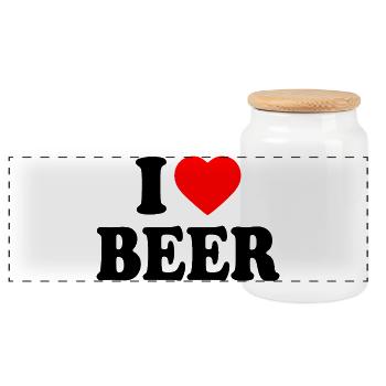 J’adore la bière - Boîte à biscuits avec couvercle en bois - blanc - Devant