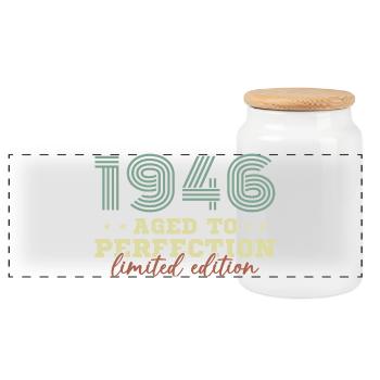 1946 Vintage Rétro Cadeau D'anniversaire - Boîte à biscuits avec couvercle en bois - blanc - Devant