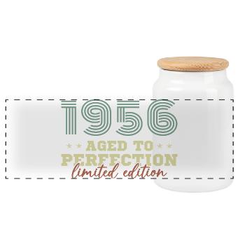 1956 Vintage Rétro Cadeau D'anniversaire - Boîte à biscuits avec couvercle en bois - blanc - Devant