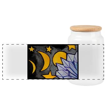Moonlit Crystal Dream - Panoramic Cookie Jar with Wooden Lid - white - Front