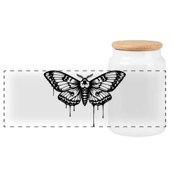 Tatouage de papillon de nuit - Boîte à biscuits avec couvercle en bois - blanc - Devant